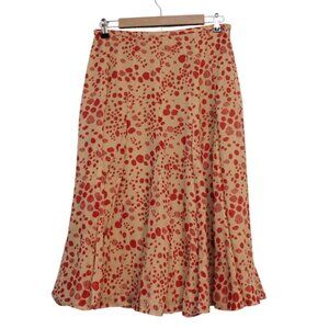 Vintage Y2K Midi Skirt Size 8 Valerie Stevens 100% Silk Artsy Boho Ruffle Retro